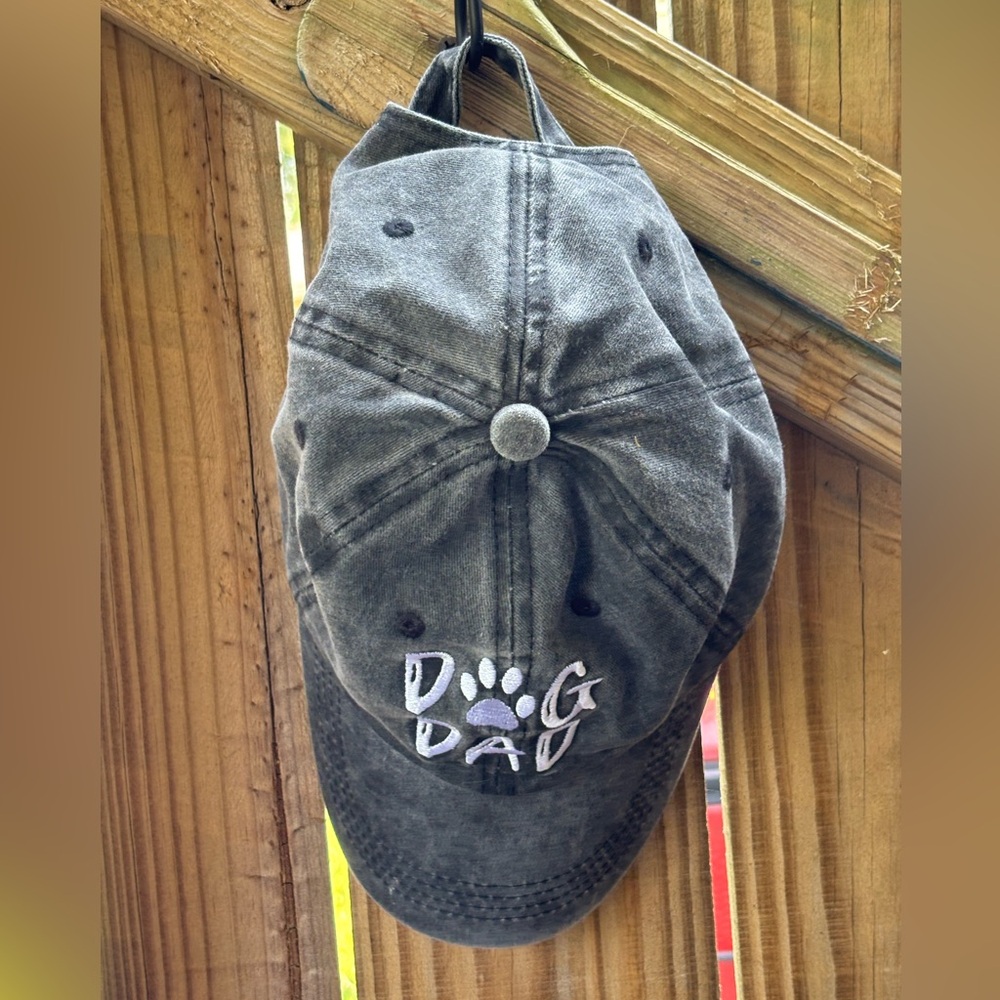 New Dog Dad Distressed Black Cotton Adjustable Ball Cap One Size